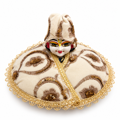 Jogan Meera Winter White Fargul Dress With Topa for Laddu Gopal Ji and Radha Ji