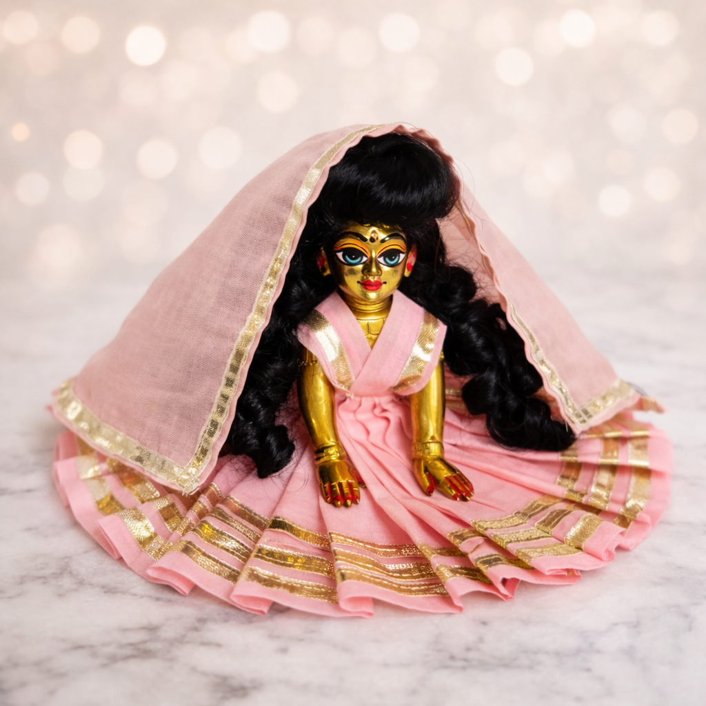 Jogan Meera Light Pink Daily Wear Gotta Cotton Poshak for Radha Rani