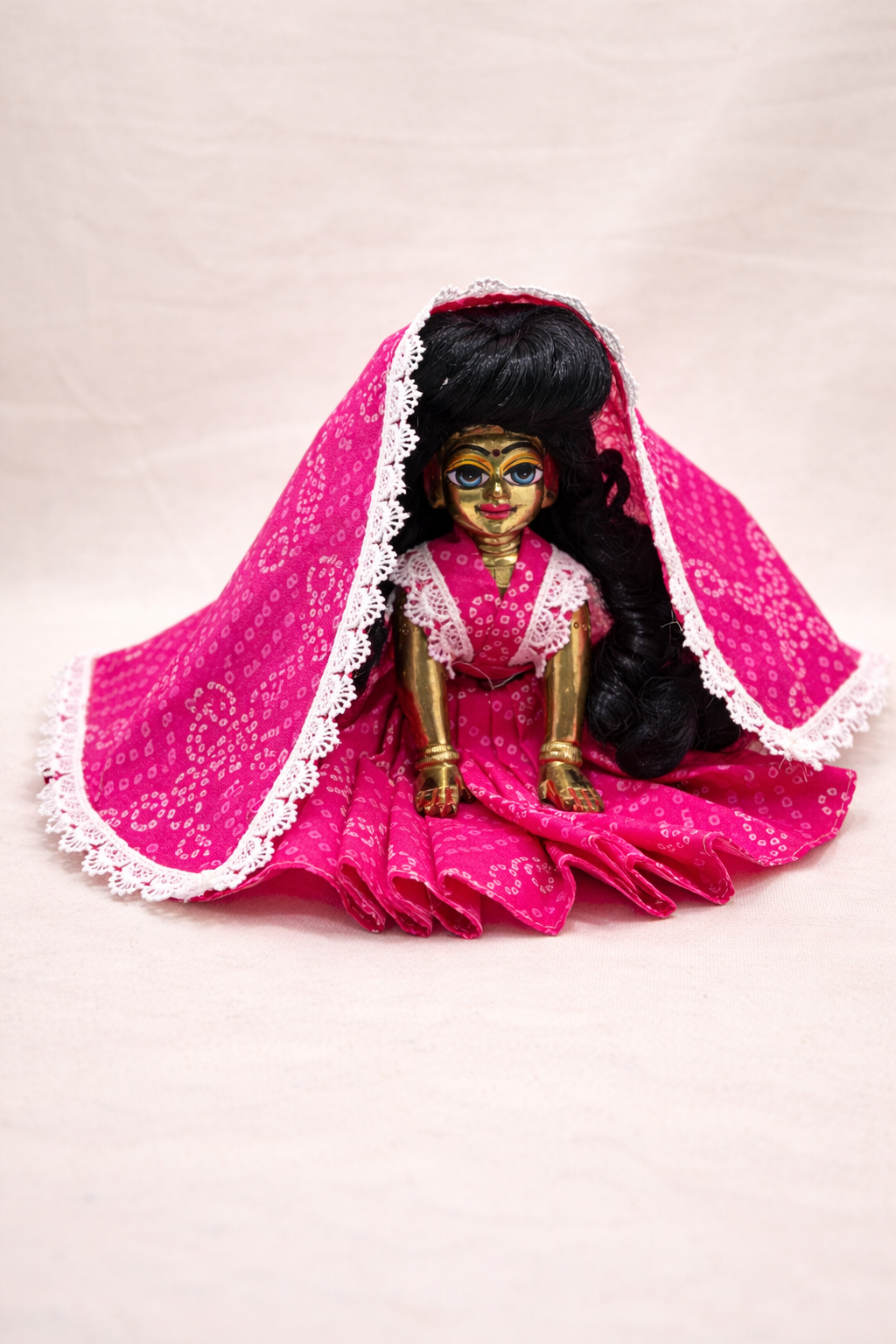 Jogan Meera Pink Bandhani Print Poshak for Radha Rani