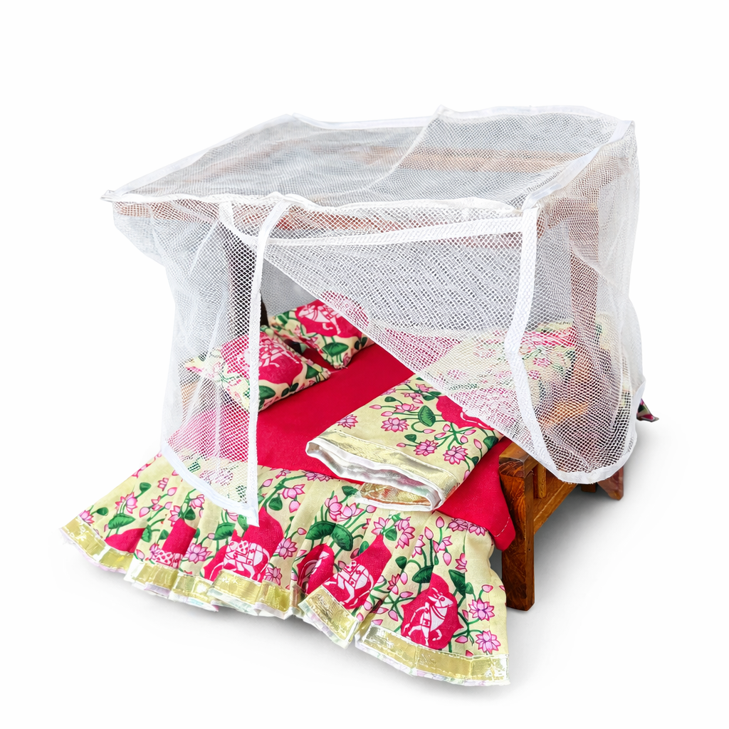Jogan Meera Macchardani Bed with Gadda Set Shayan Seva Combo (Foldable Stand)