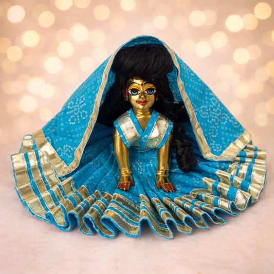 Jogan Meera Blue Bandhani Print Poshak for Radha Rani