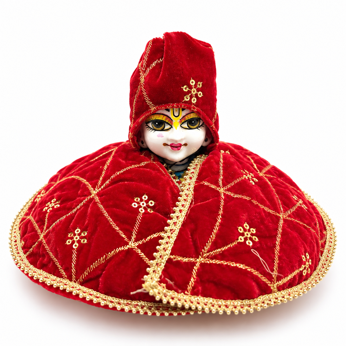Jogan Meera Winter Red Fargul Dress With Topa for Laddu Gopal Ji and Radha Ji