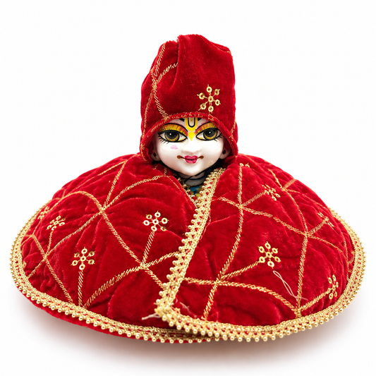 Jogan Meera Winter Red Fargul Dress With Topa for Laddu Gopal Ji and Radha Ji