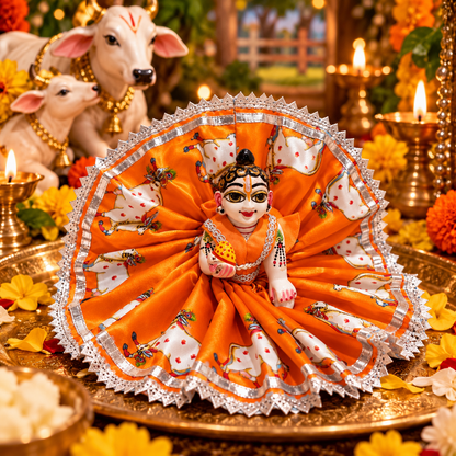 Jogan Meera Gopashtami Special Orange Cow Poshak for Laddu Gopal Ji