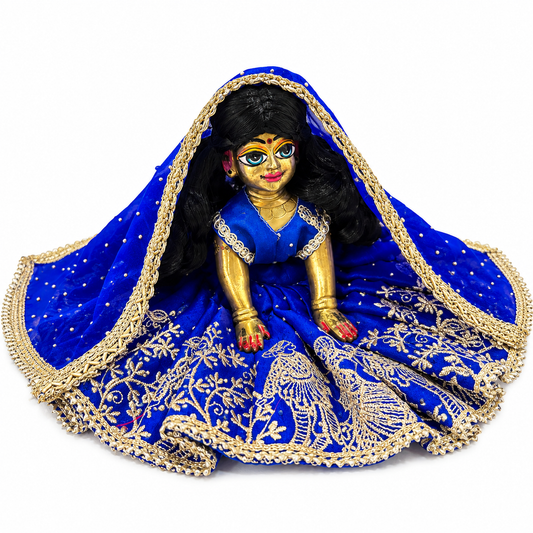 Jogan Meera Dark-blue Heavy Diwali Raja Rani Poshak for Radha Rani Ji