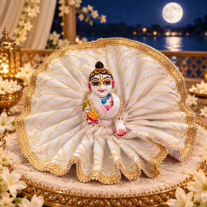 Jogan Meera White Lining Poshak for Sharad Purnima for Laddu Gopal