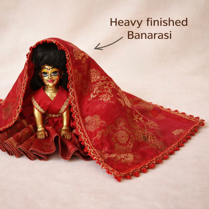 Jogan Meera Red Banarasi Fabric Poshak for Radha Rani – Festive Collection