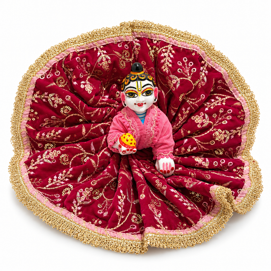 Jogan Meera Royal pink Heavy Velvet Poshak With Blouse for Laddu Gopal