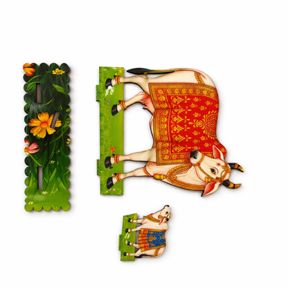 Jogan Meera Gaumata with Calf MDF Stand (4 Inch / 6 Inch)