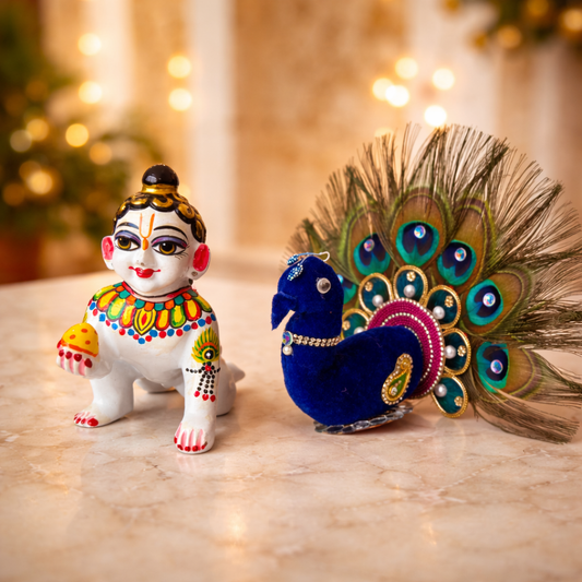 Jogan Meera Decorative Heavy Mor Pair for Mandir Seva