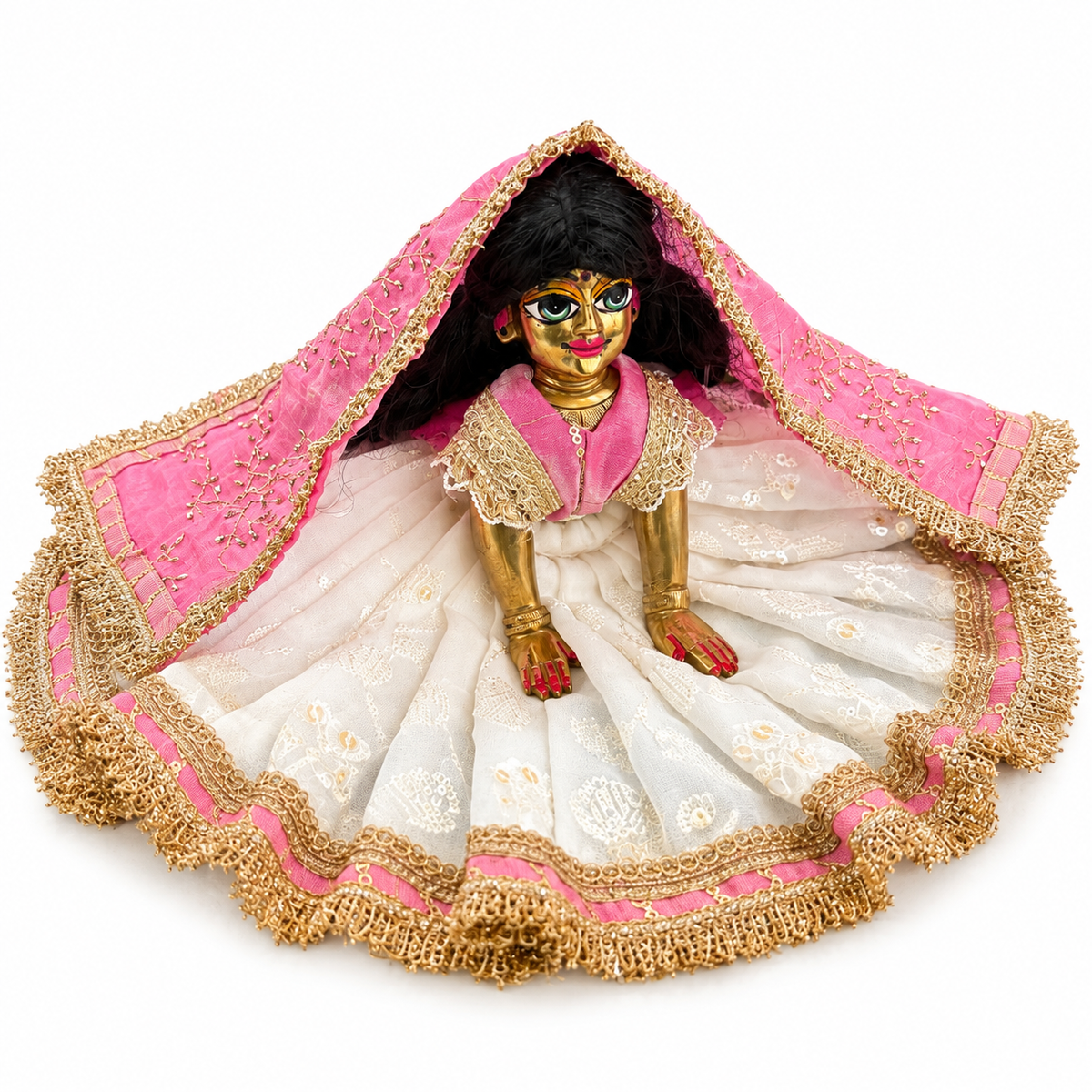 Jogan Meera Pink White Embroidery Poshak for Sharad Purnima for Radha Rani