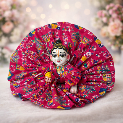 Jogan Meera Pink Multi Print Cotton Poshak for Laddu Gopal