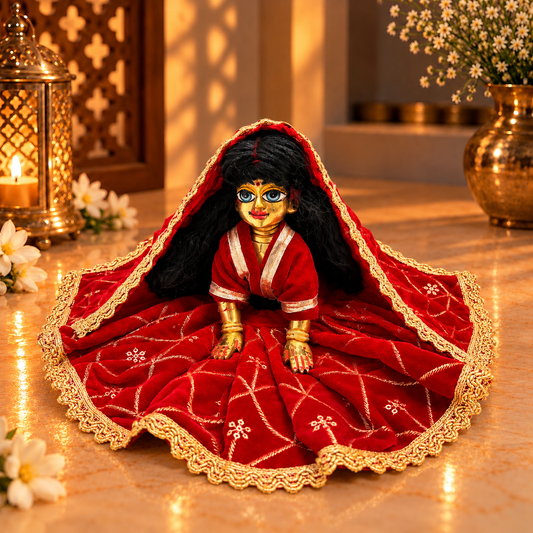 Jogan Meera Red Heavy Velvet Poshak With Blouse for Radha Rani