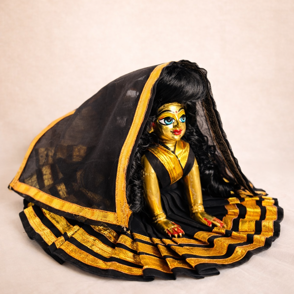 Jogan Meera Black Daily Wear Gotta Cotton Poshak for Radha Rani
