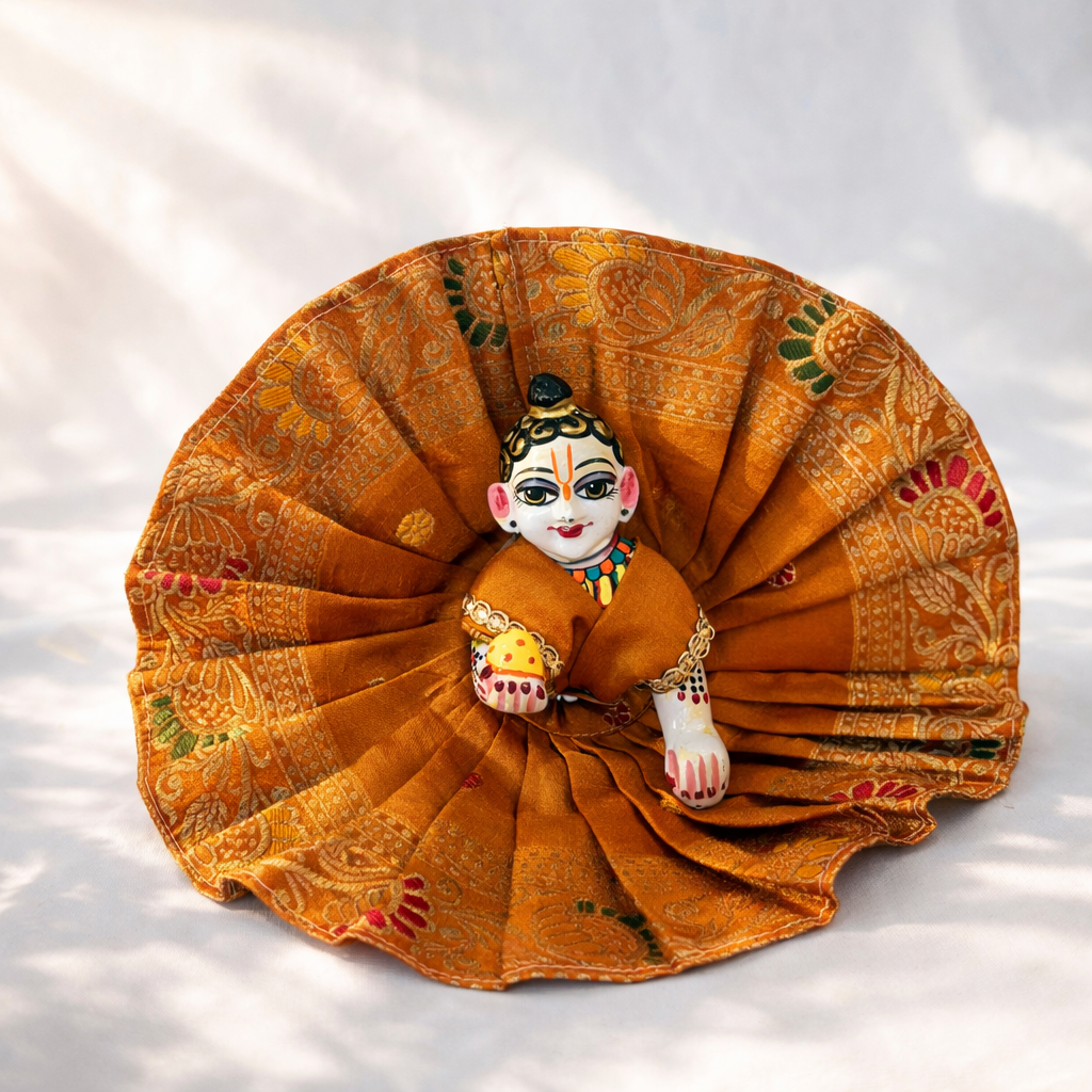 Jogan Meera Brown Banarasi Fabric Poshak for Laddu Gopal – Festive Collection