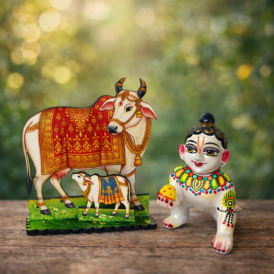 Jogan Meera Gaumata with Calf MDF Stand (4 Inch / 6 Inch)