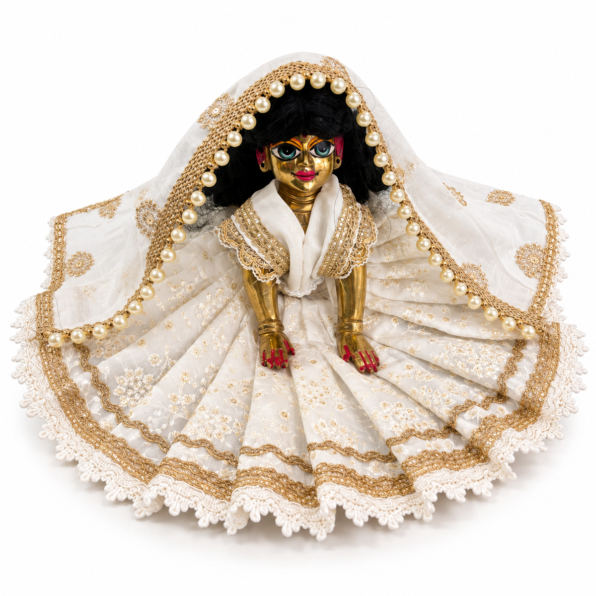 Jogan Meera White Embroidery Poshak for Sharad Purnima for Radha Rani