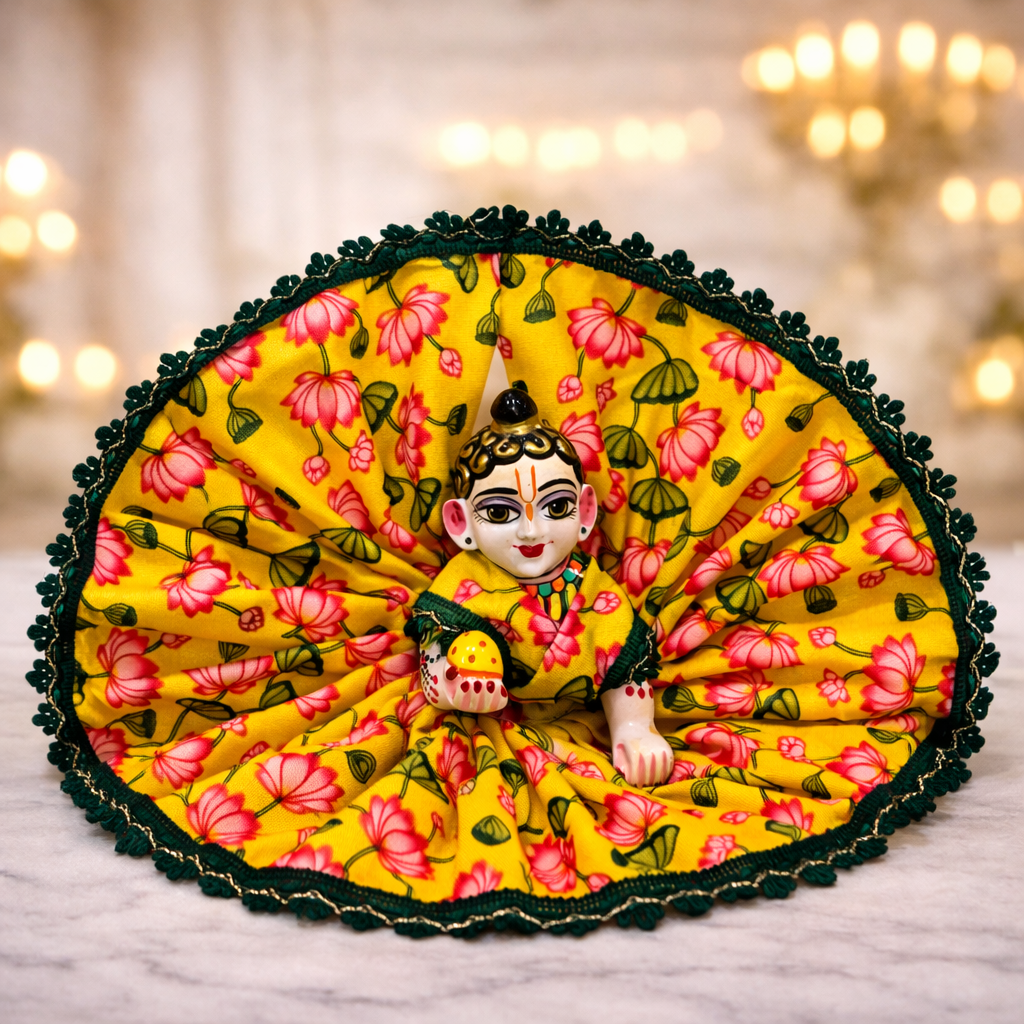 Jogan Meera Yellow Kamal Cotton Poshak for Laddu Gopal