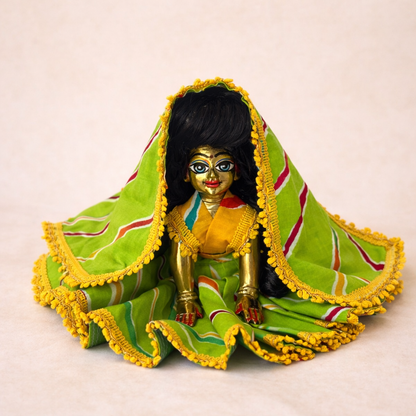 Jogan Meera Green Cotton Lehriya Poshak for Radha Rani