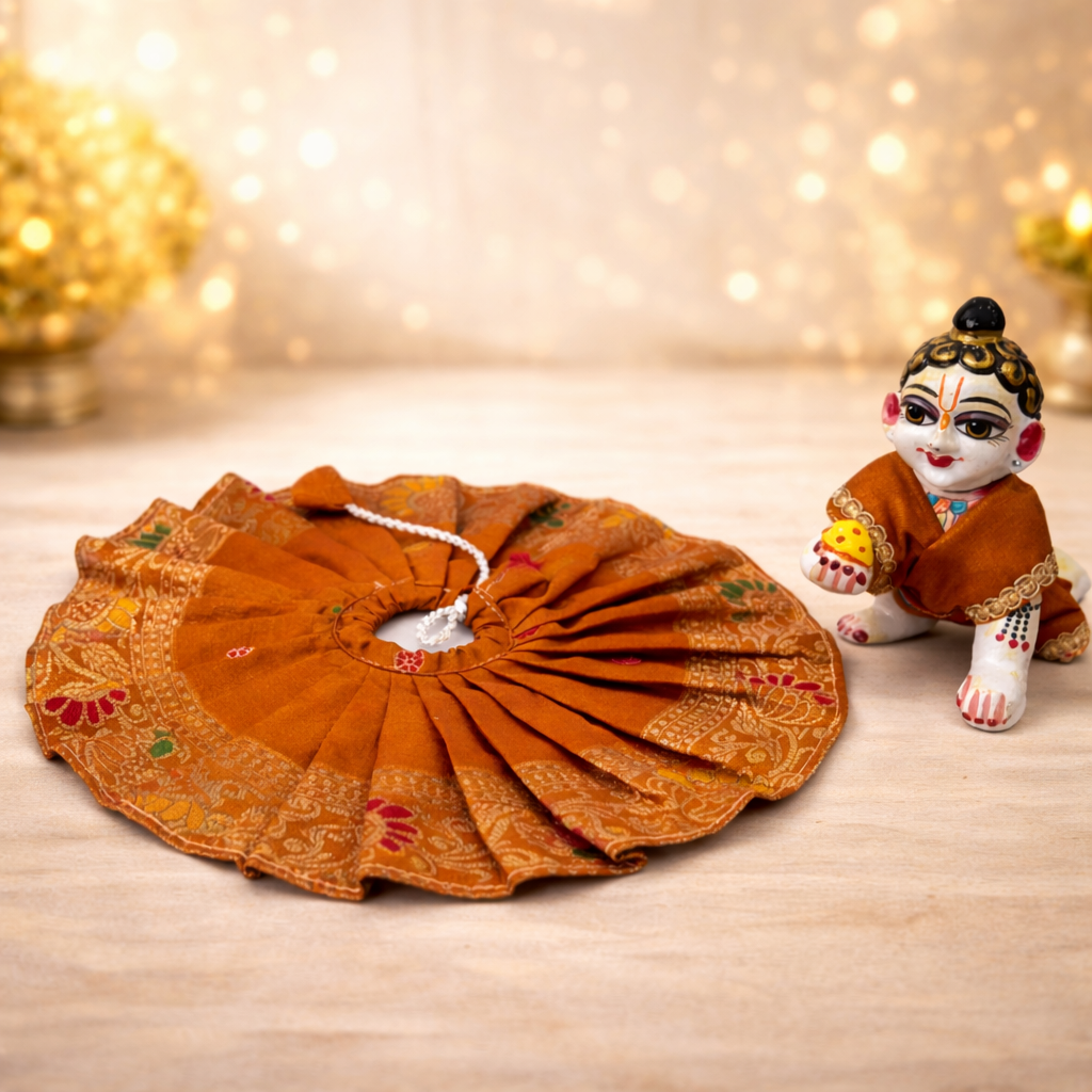 Jogan Meera Brown Banarasi Fabric Poshak for Laddu Gopal – Festive Collection