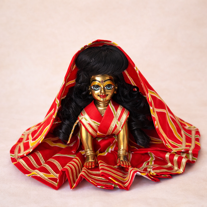 Jogan Meera Red Cotton Lehriya Poshak for Radha Rani