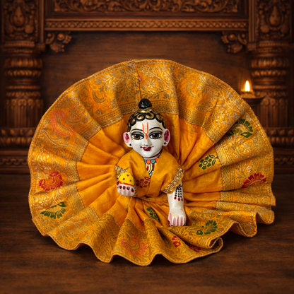 Jogan Meera Yellow Banarasi Fabric Poshak for Laddu Gopal