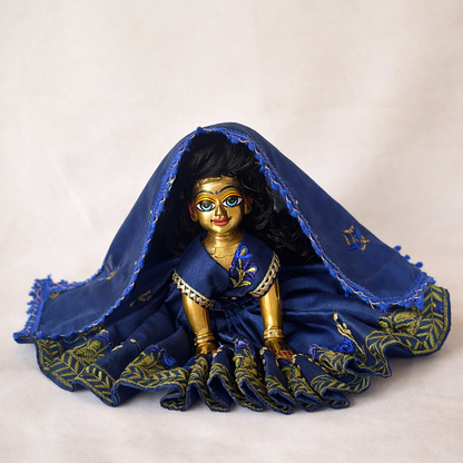 Jogan Meera Dark Blue Heavy Manipuri Embroidery Poshak for Radha Rani