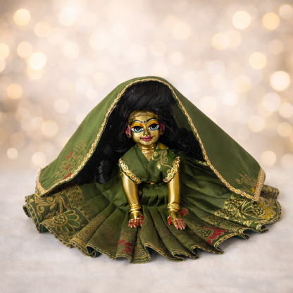 Jogan Meera Green Banarasi Fabric Poshak for Radha Rani – Festive Collection
