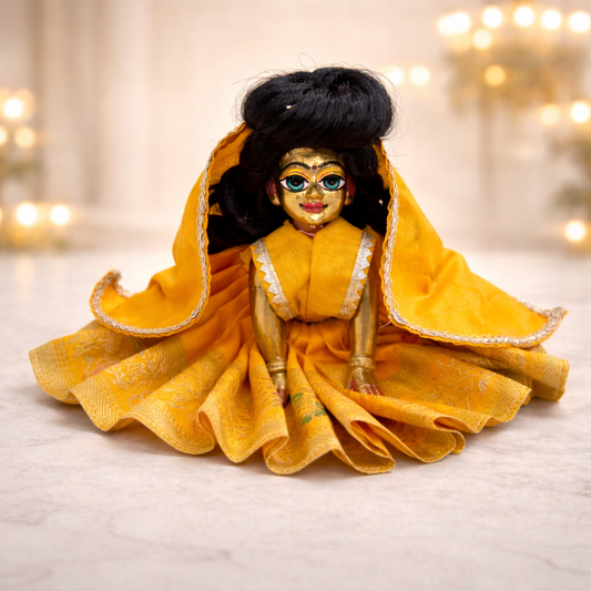Jogan Meera Yellow Banarasi Fabric Poshak for Radha Rani