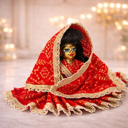 Jogan Meera Red Bandhani Print Poshak for Radha Rani