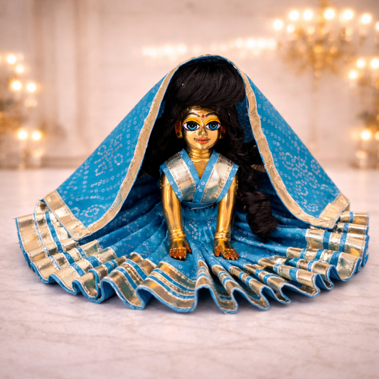 Jogan Meera Blue Bandhani Print Poshak for Radha Rani