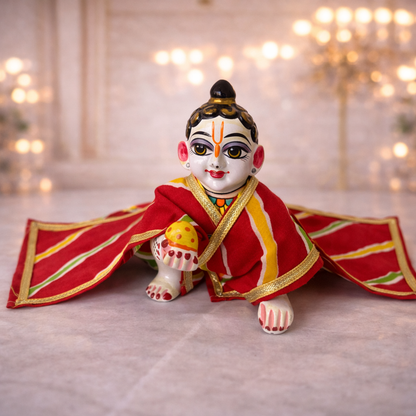 Jogan Meera Red Cotton Lehriya Chira Vastra for Lalan ju