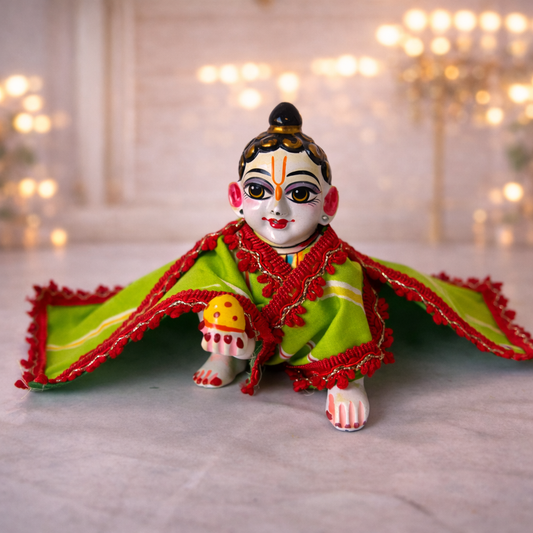 Jogan Meera Cotton Lehriya Chira Vastra – Green & Red