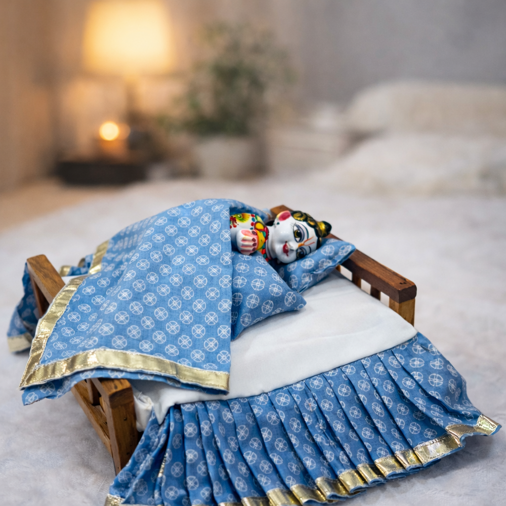 Jogan Meera Bedding Set - Blue Colour Heavy Frill (Customized)
