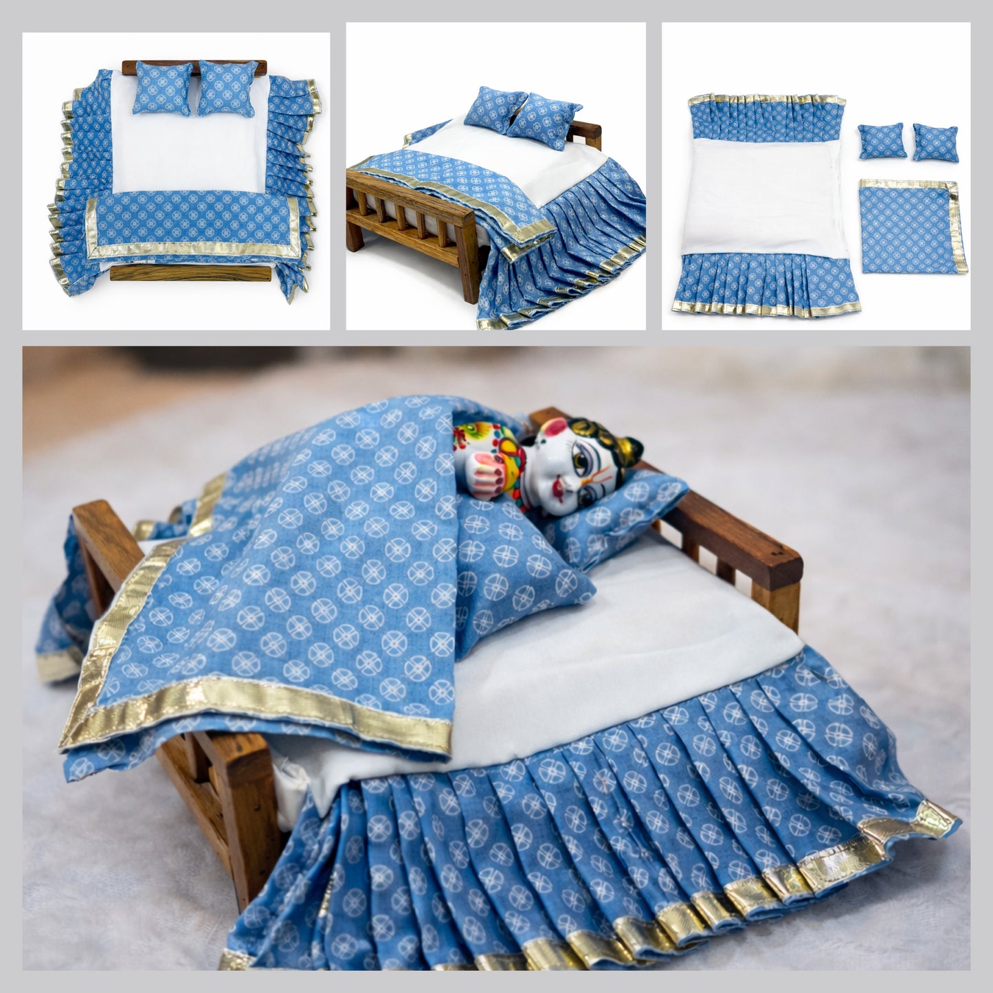 Jogan Meera Bedding Set - Blue Colour Heavy Frill (Customized)