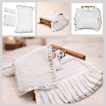 Jogan Meera Bedding Set - White Colour Heavy Frill (Customized)