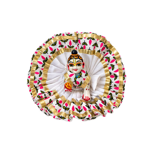 Jogan Meera White Kamal Double Frill Ushnakal Poshak for Laddu Gopal Ji