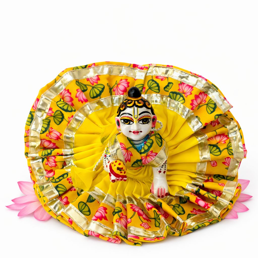 Jogan Meera Yellow Kamal Double Frill Ushnakal Poshak for Laddu Gopal Ji