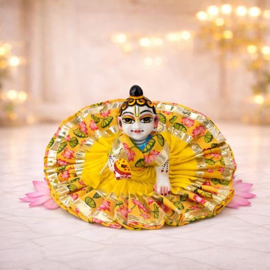 Jogan Meera Yellow Kamal Double Frill Ushnakal Poshak for Laddu Gopal Ji