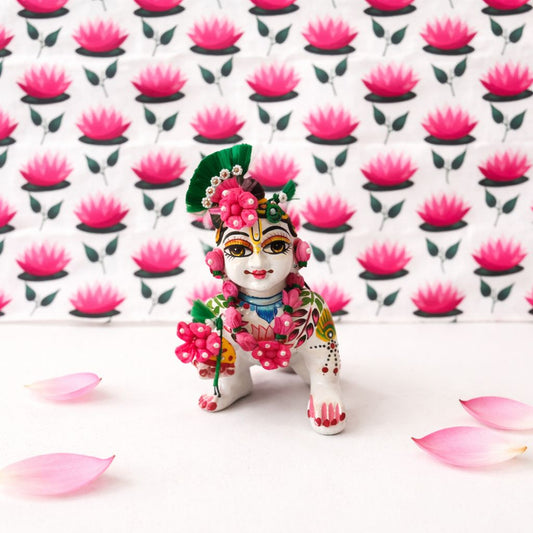 Jogan Meera Kamal Shringar Set with 1 Meter Kamal Pichvai Fabric for Laddu Gopal Ji