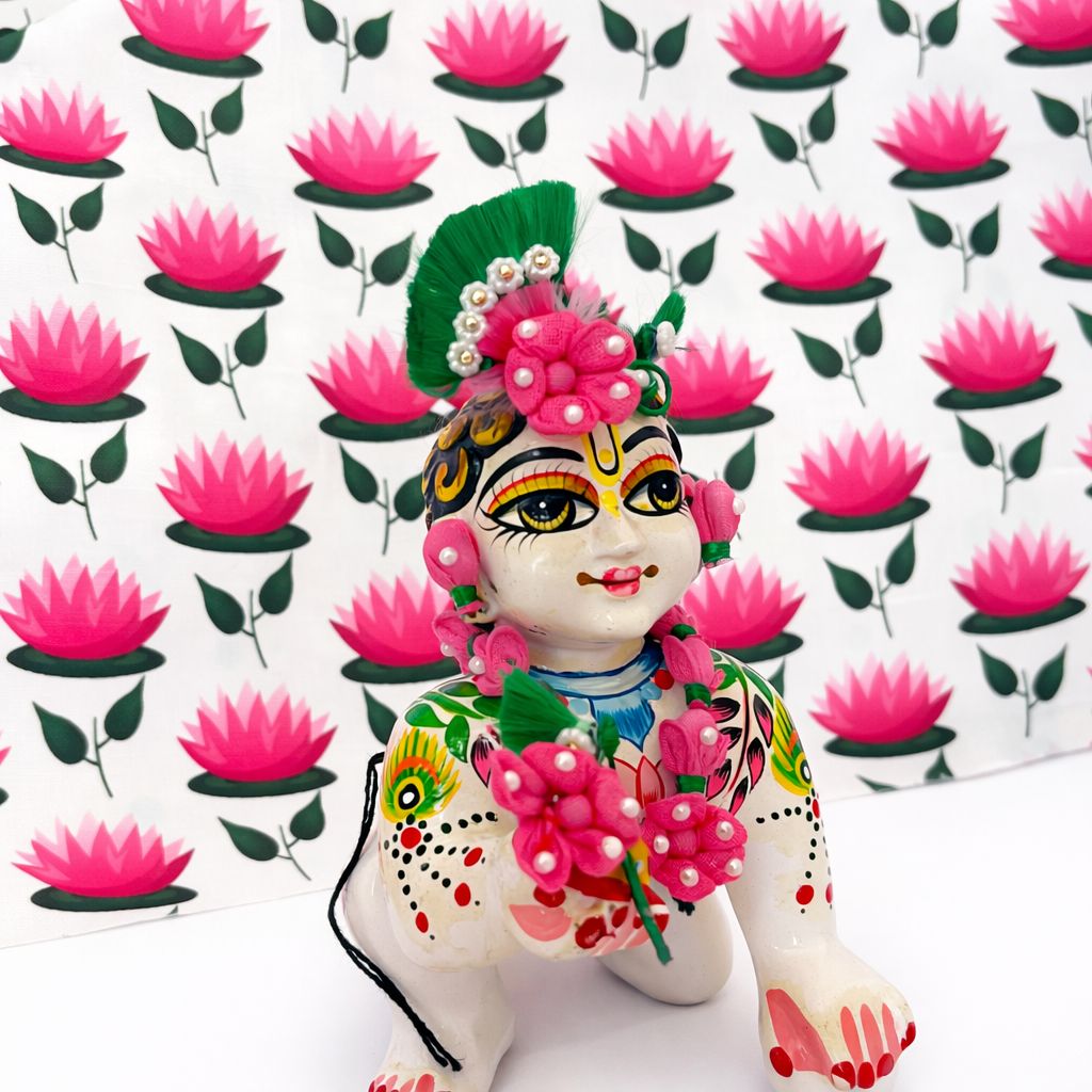 Jogan Meera Kamal Shringar Set with 1 Meter Kamal Pichvai Fabric for Laddu Gopal Ji