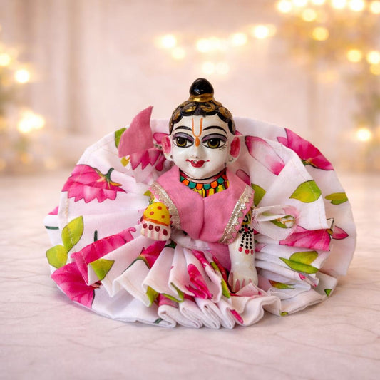 Jogan Meera White Kamal Double Frill Laddu Gopal Poshak