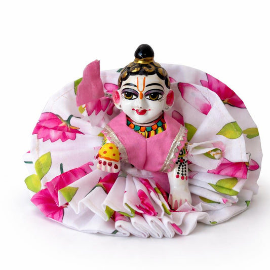 Jogan Meera White Kamal Double Frill Laddu Gopal Poshak