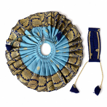 Jogan Meera Banarasi DarkBlue-LightBlue Double Design Poshak for Laddu Gopal Ji