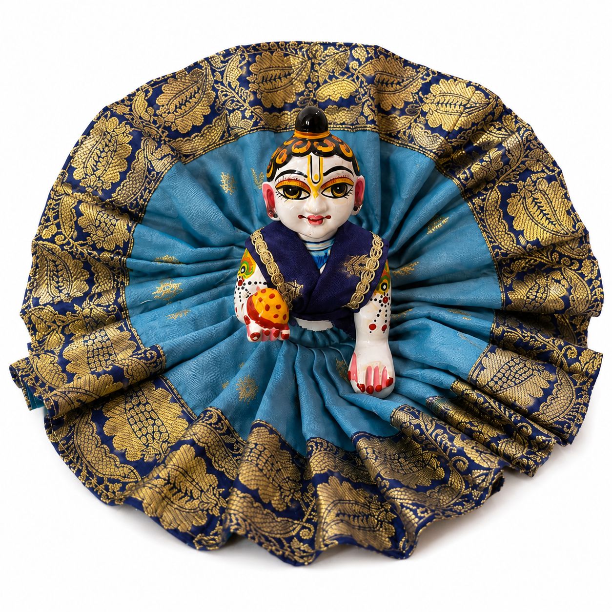 Jogan Meera Banarasi DarkBlue-LightBlue Double Design Poshak for Laddu Gopal Ji