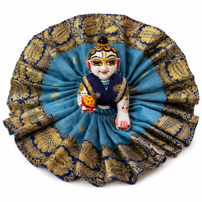 Jogan Meera Banarasi DarkBlue-LightBlue Double Design Poshak for Laddu Gopal Ji