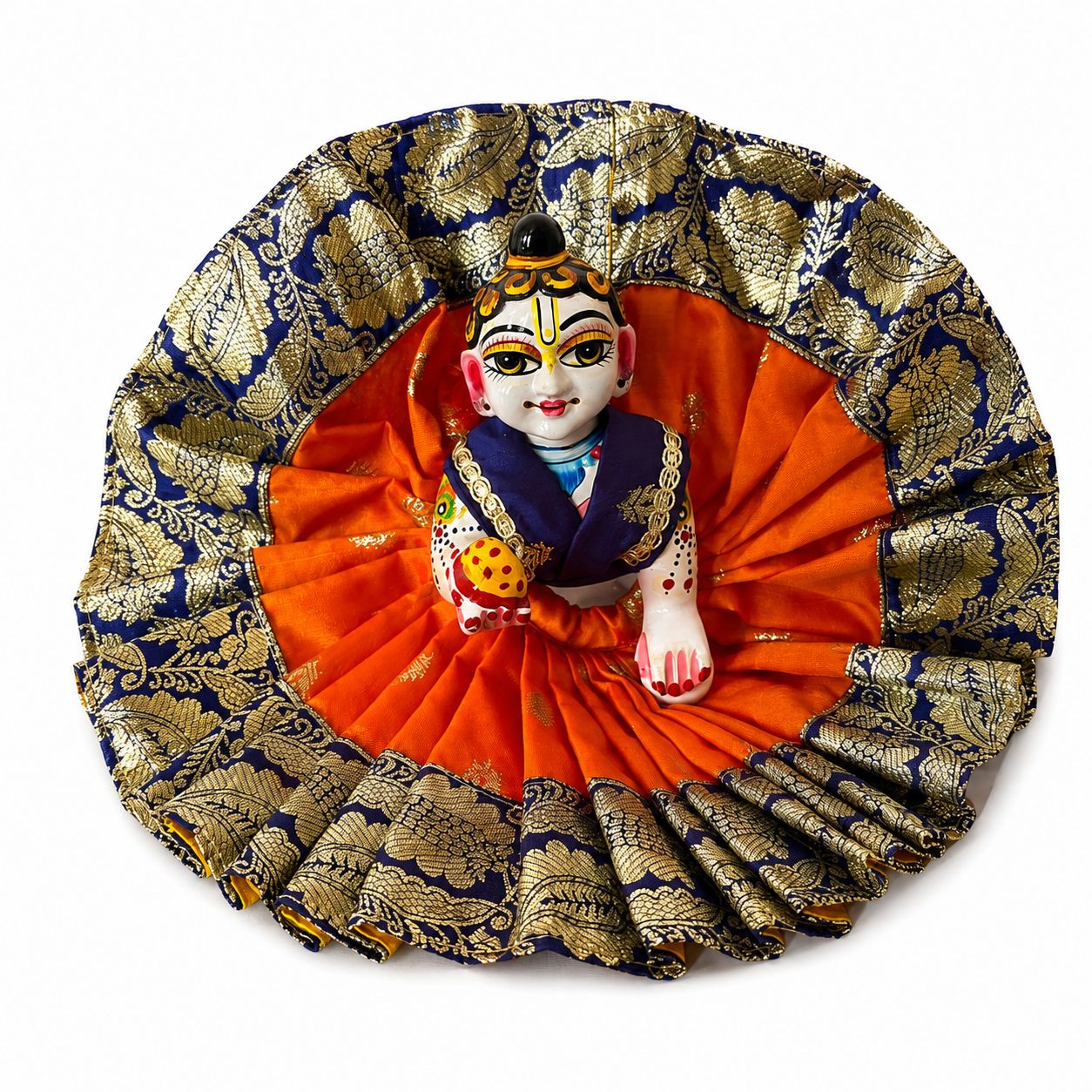 Jogan Meera Banarasi Orange-Blue Double Design Poshak for Laddu Gopal Ji