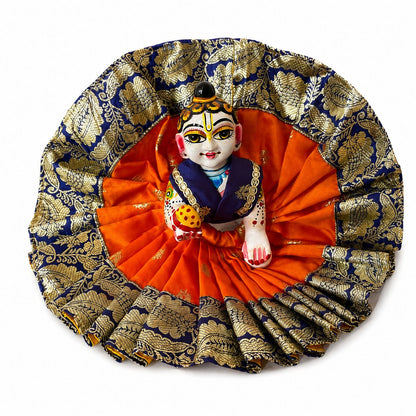 Jogan Meera Banarasi Orange-Blue Double Design Poshak for Laddu Gopal Ji