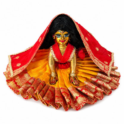 Jogan Meera Banarasi Yellow-Red Double Design Poshak for Radha ju