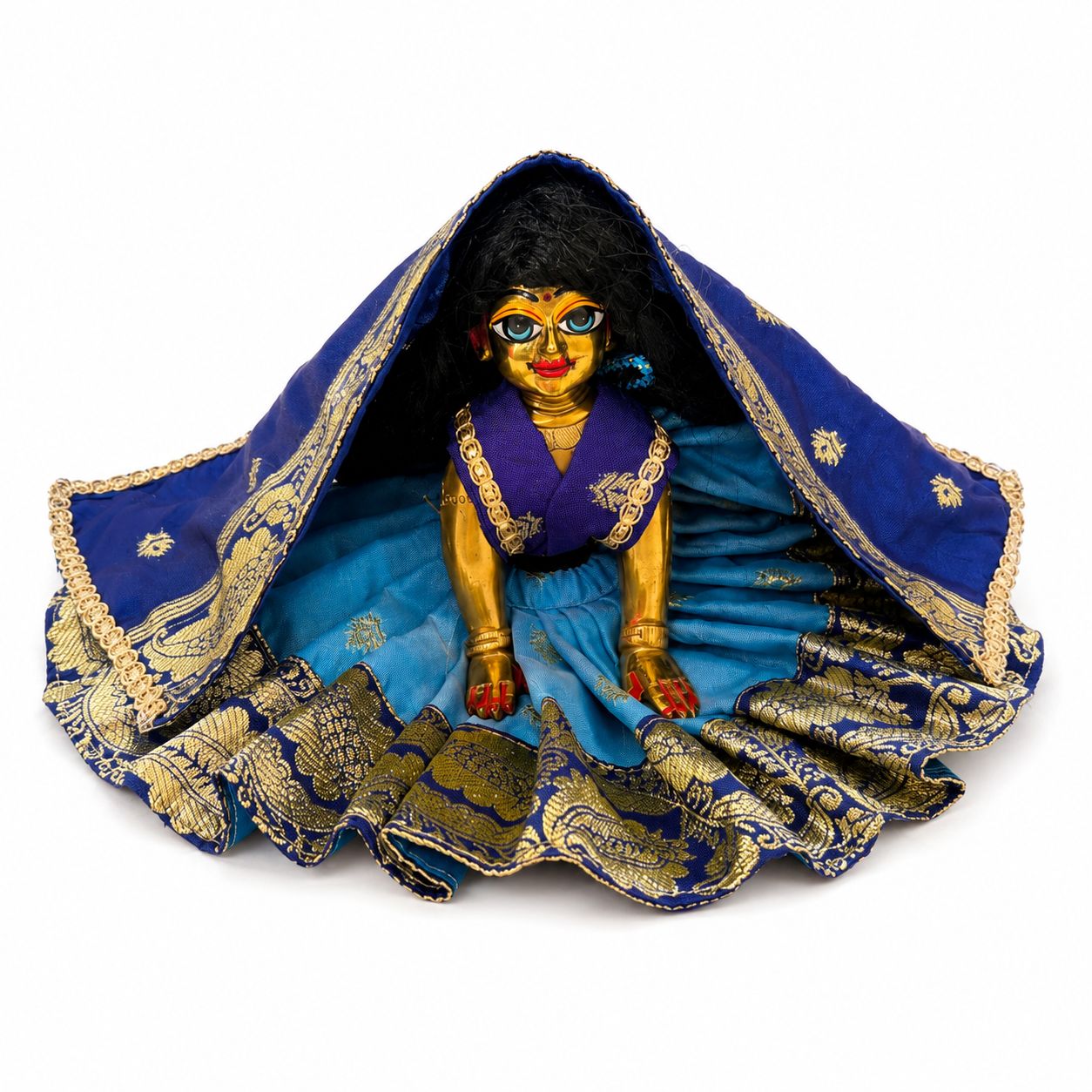 Jogan Meera Banarasi Blue-DarkBlue Double Design Poshak for Radha ju